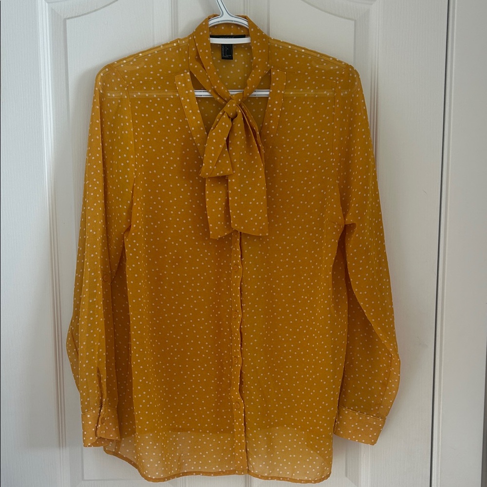 Forever 21 Mustard Polka Dot Blouse
